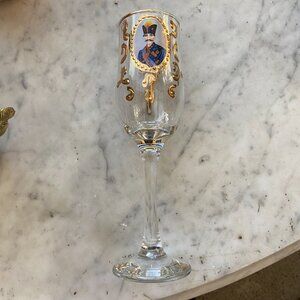 Naser al-Din Shah Qajar Champagne Flute Glass Gold Accents 8"